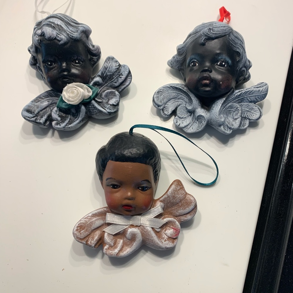 3-VTG Victorian style angel ornaments Ceramic Americana